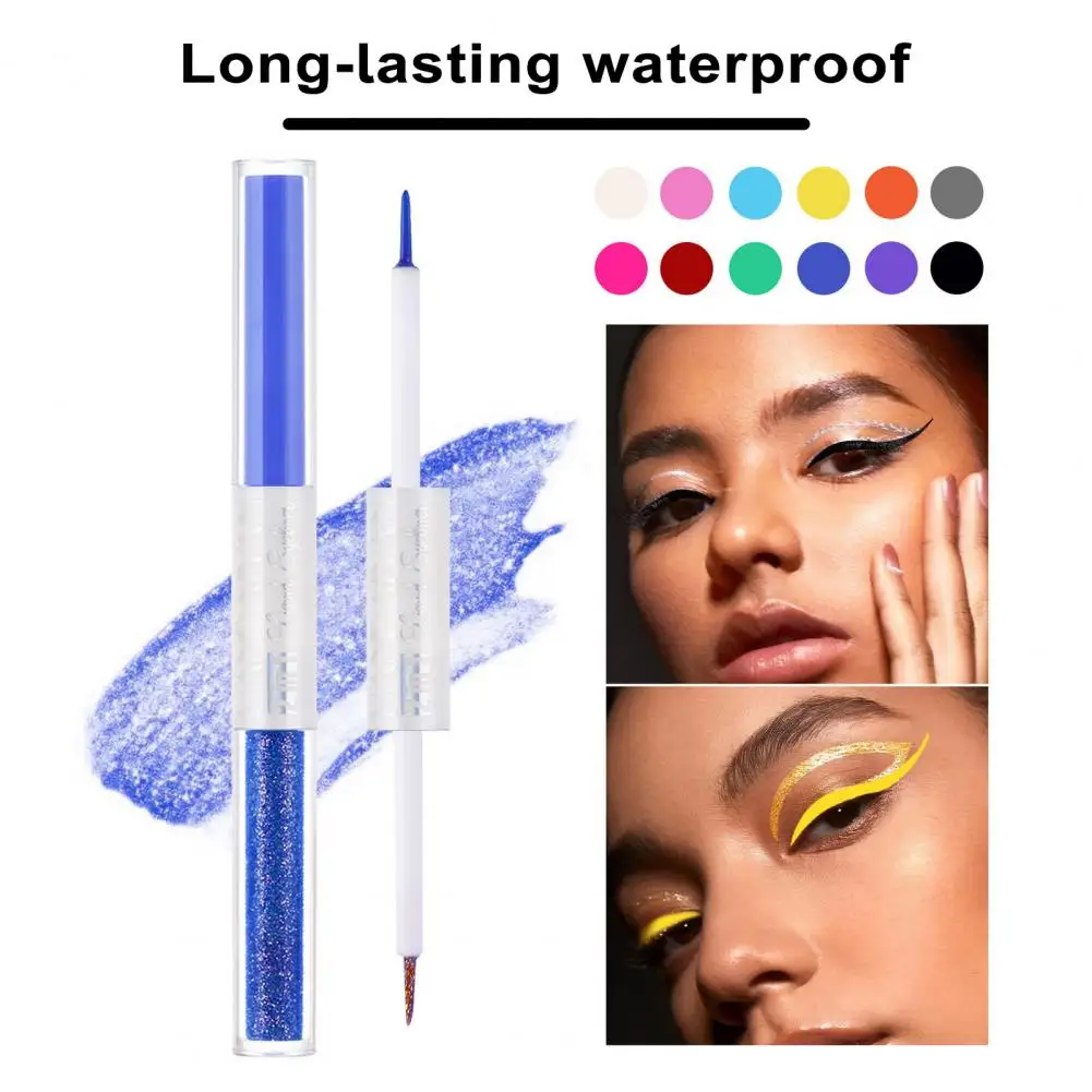 Stylo Eyeliner Waterproof, Eyeliner Longue Durée, Fournitures de Maquillage pour les Yeux, Eyeliner Scintillant Coloré, Ver à Soie