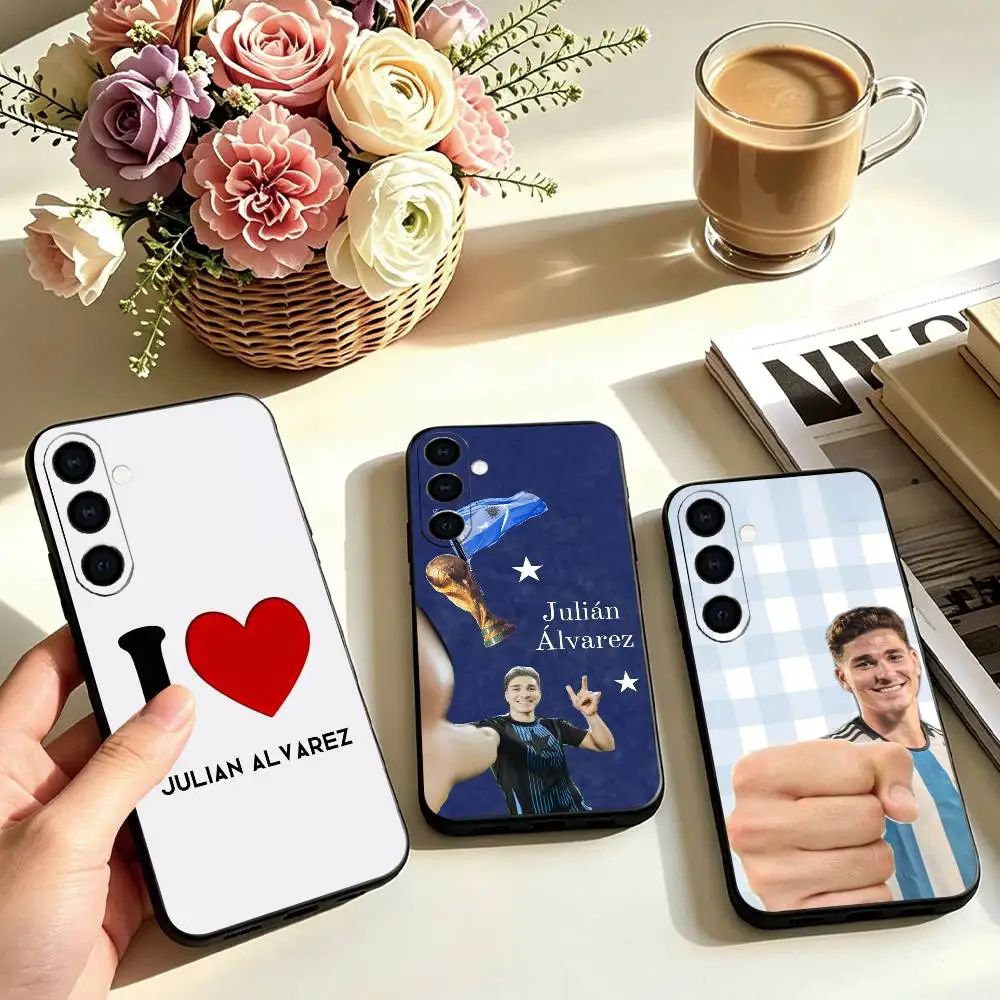 S-Soccer Superstar Julian Alvarez Phone Case For Samsung Galaxy A73,A72,A71,A70,A53,A52,A51,Soft Silicone Black Cover Gift