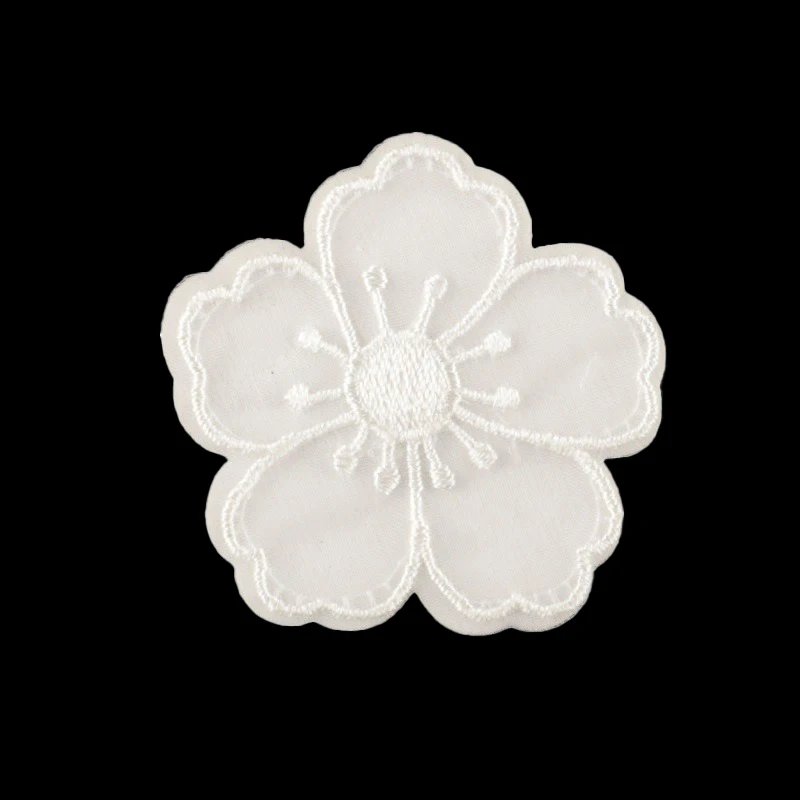9 Stück weiße Blumen- und Schmetterlings-Aufnäher zum Aufbügeln auf Kleidung, bestickte Aufkleber für Mädchen, Kinderjacke, zum Aufnähen, thermoadhäsiv, DIY-Set – Detail 3
