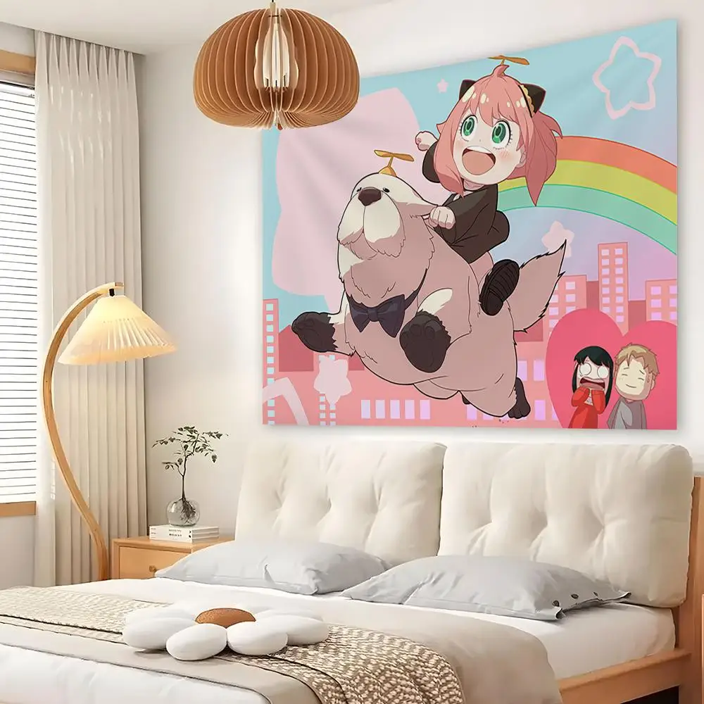 S-Spy X Family A-Anya Tapestry Custom Living Bedroom Party Dormitory Interior Wall Bohemian Decoration Attached Clip