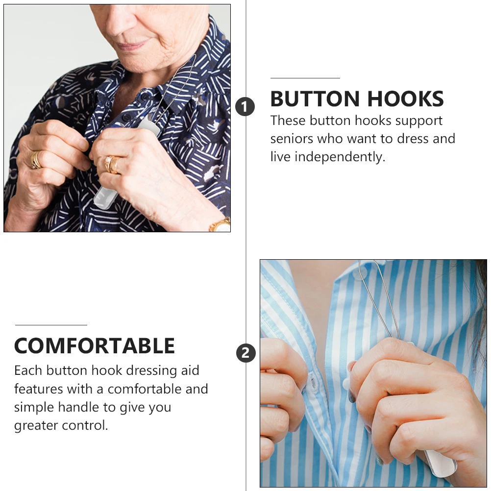 

2 Pcs Buttoner Hook for Home Use Zipper Pulling Tool Buttons Dressing Wearing Coat Buttoning