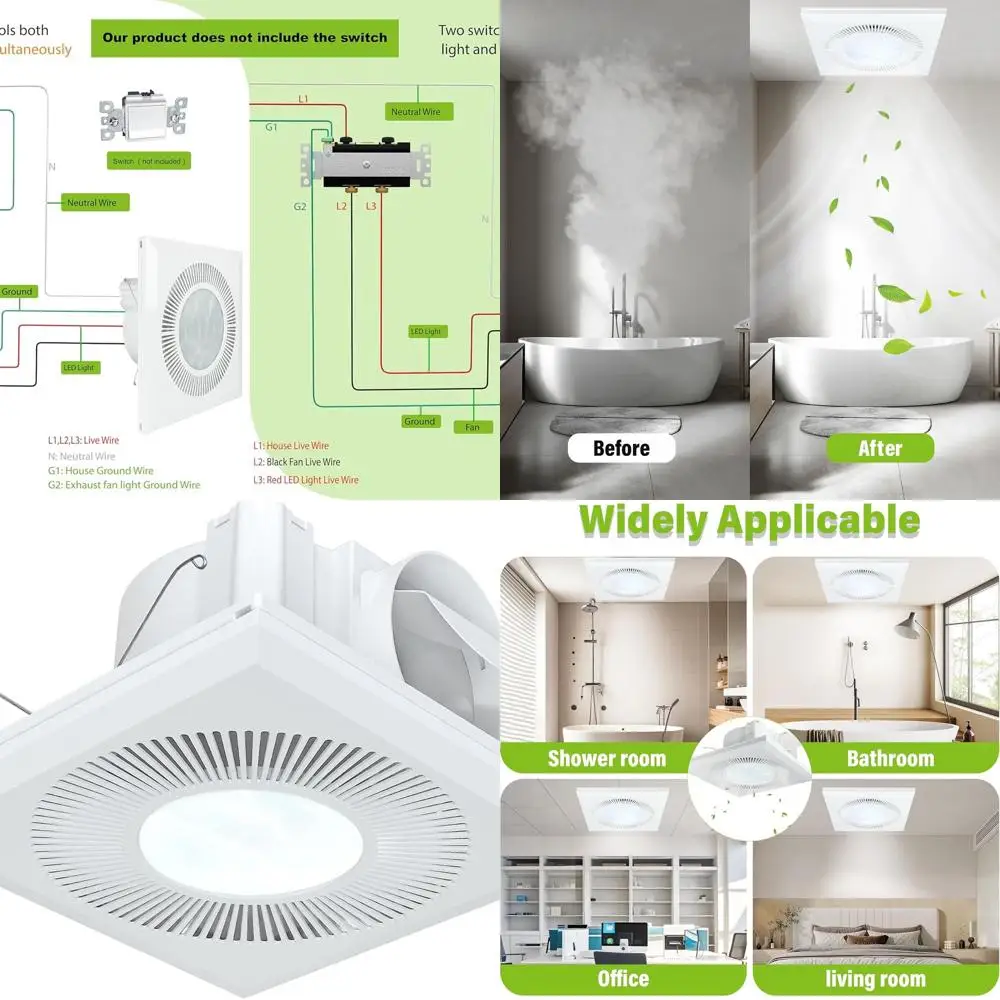 

11.8 165CFM Ultra Quiet LED Bathroom Exhaust Fan with 3CCT Light, Ideal for Home Bath & Laundry