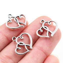 20x19mm 20pcs Antique Silver Plated Heart Handmade Charms Pendant:DIY for bracelet necklace-P5-39