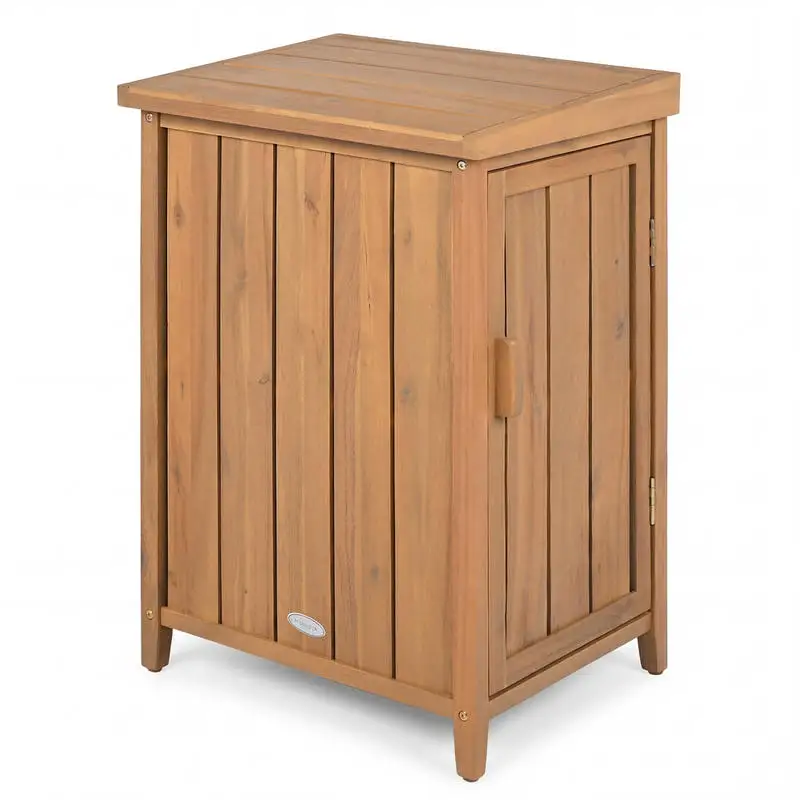 Wood Package Delivery Box with Openable Lid and Removable Shelf for Garden