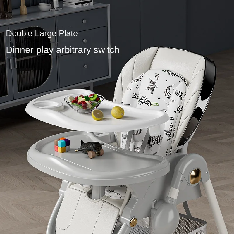 Baby Dining Chair, Multifunctional Lying&Seat Foldable Adjustable 2-in1 Baby Dining Chair with Wheels Baby Dining Table Chair