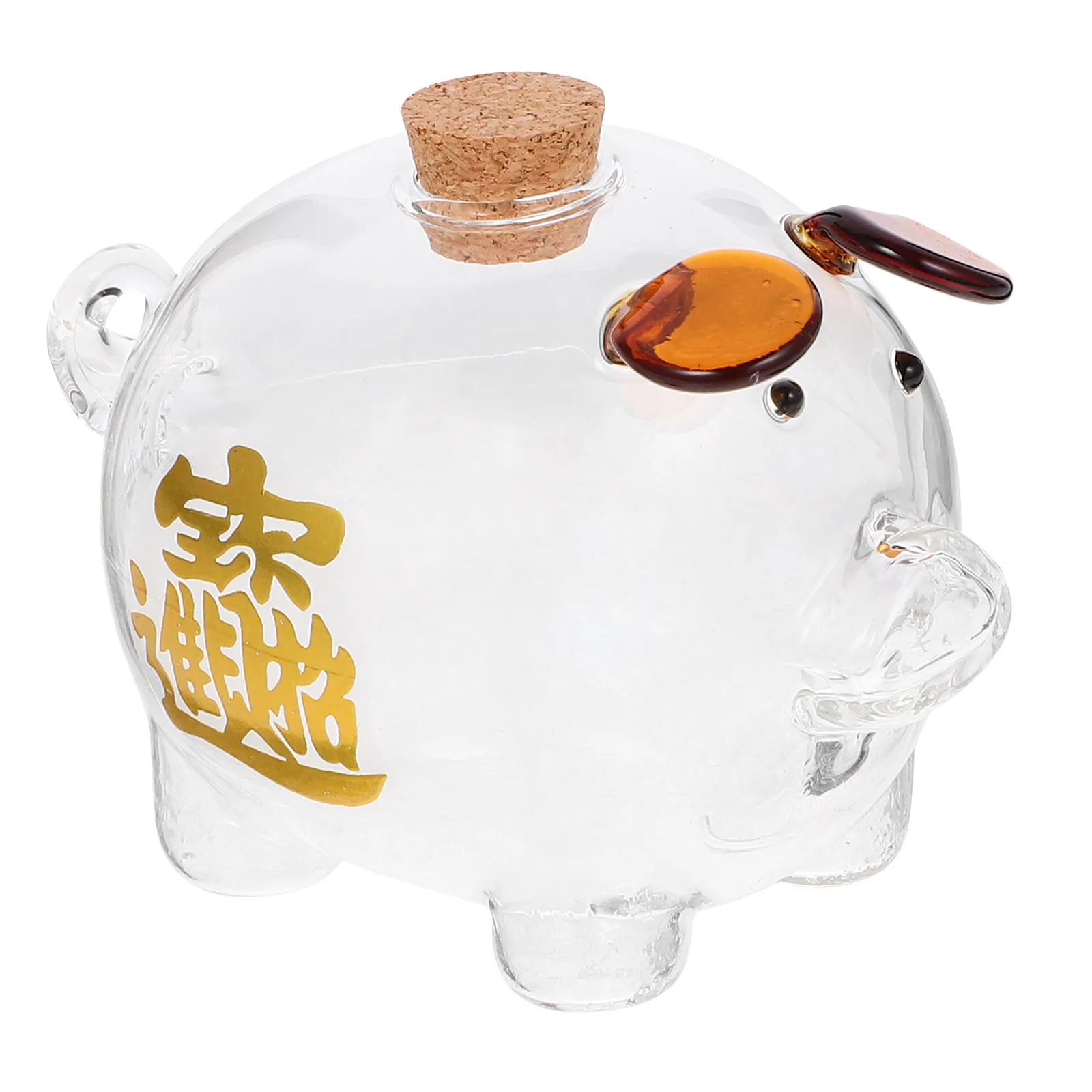 Transparent Glass Piggy Bank Pig Shaped Coin Bank for Money Cash Coins Bills Storage Household Room Office Study Decor