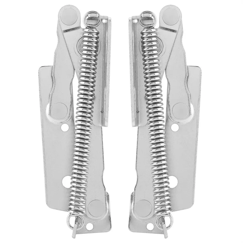 2 Pieces Lid Support 80 Degree Spring Hinges Silver Heavy Duty Folding Lifting Bracket Sofa Hinge Lifters Toy Chest
