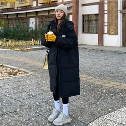 Inverno donna giacca allentata cappotti parka lungo femminile piumino di cotone con cappuccio cappotto spesso giacche calde cappotto Casual antivento per studenti