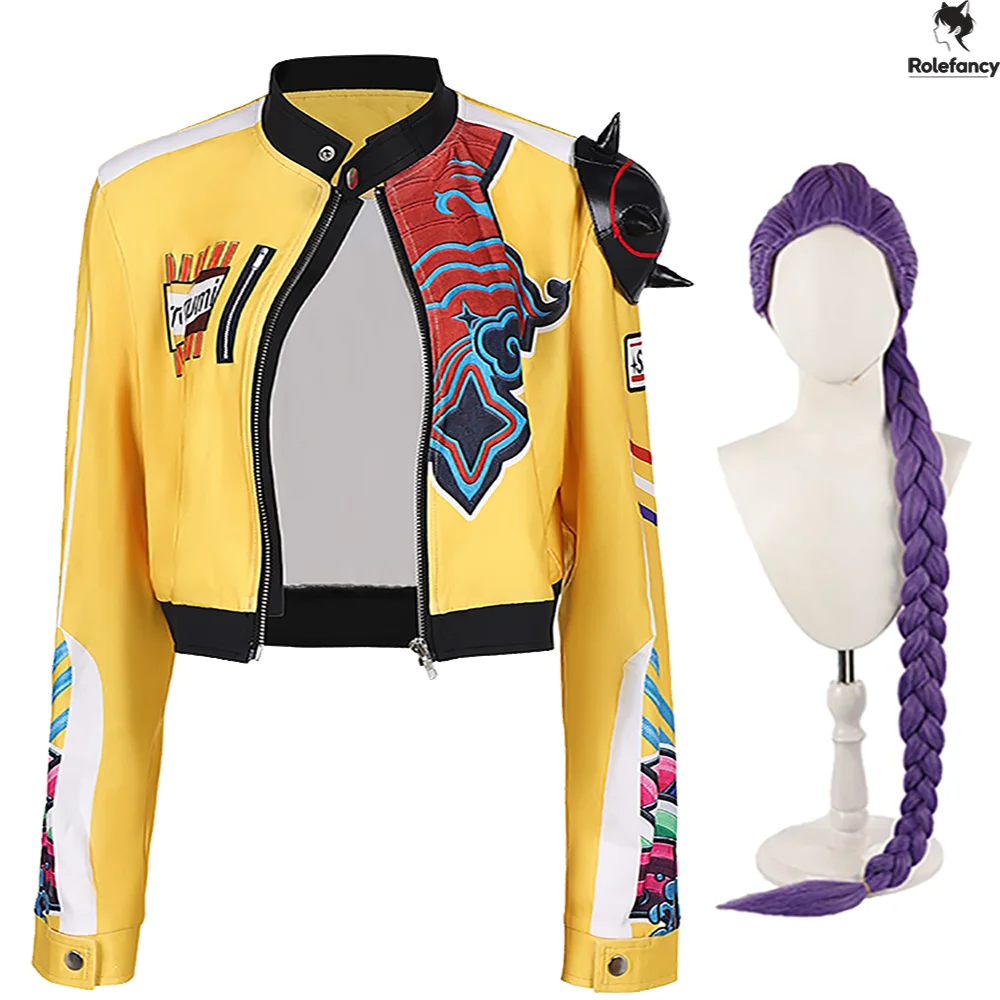 Disfraces de Kpop, cazadores de demonios, Huntrix, juego de rol, grupo de chicas, Rumi, Cosplay, chaqueta amarilla para mujer, disfraz de fiesta de Carnaval y Halloween