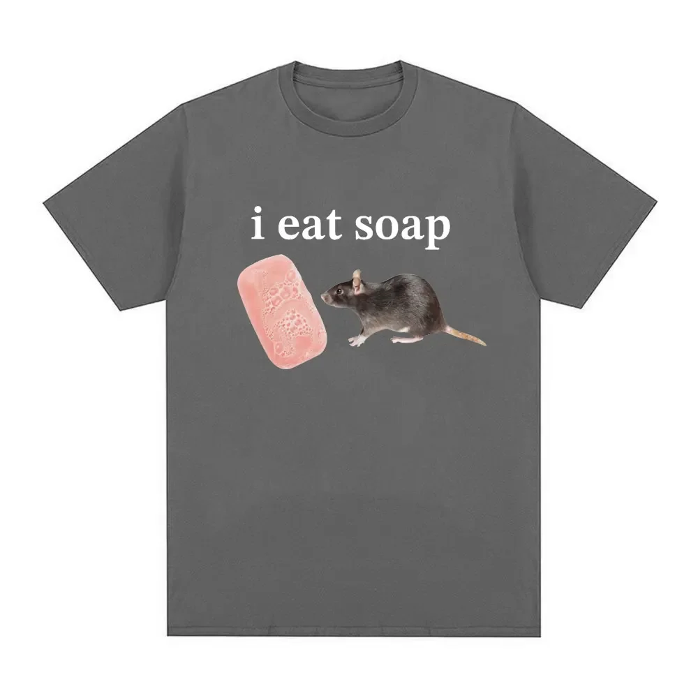 I Eat Soap Rat Funny Meme T Shirt Men's Fashion Vintage O-Neck Short Sleeve T-shirts Casual Cotton Oversized T Shirts Streetwear