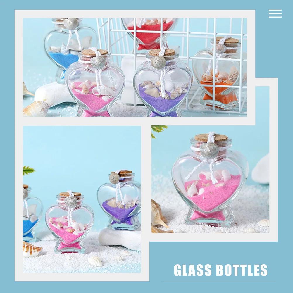 

5Pcs Lucky Bottle Tiny Glass Bottles Cork Small Sealing Heart Sample Containers Honeymoon Gifts Travel Memories S Soil Leaves