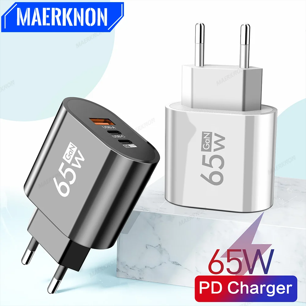 

USB Charger 65W GaN Fast Charging Type C Quick Charge 3.0 Power Adapter PD For iPhone Xiaomi Huawei Samsung Oneplus Phone Chager