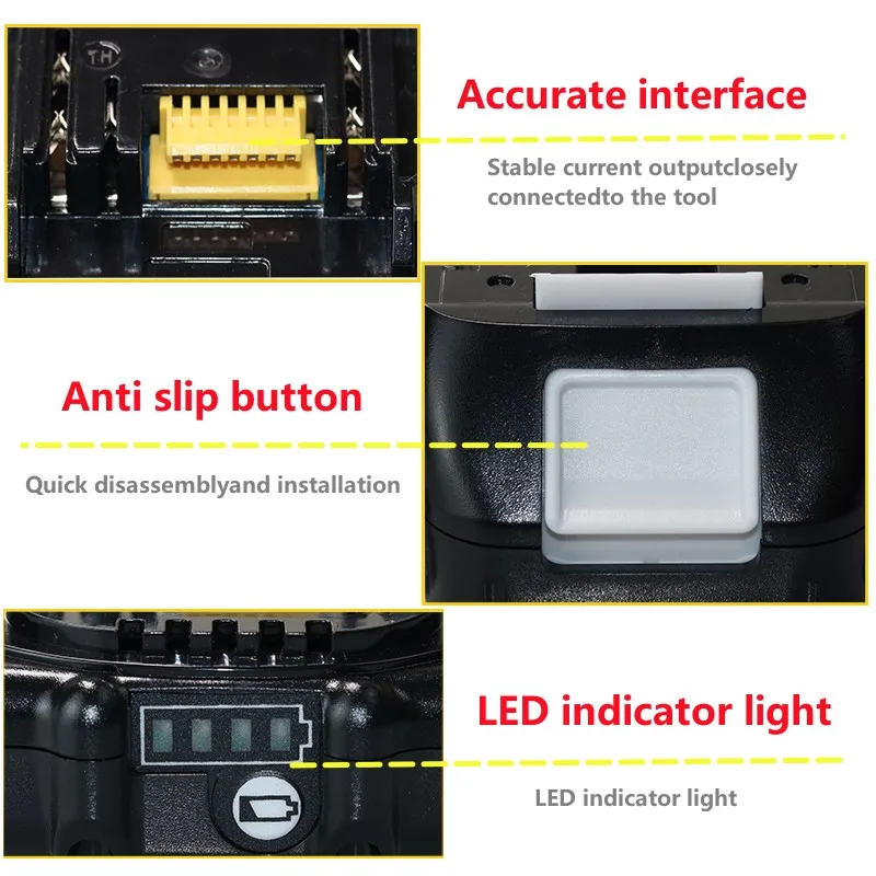 마끼다용 충전식 리튬 이온 배터리, 전동 공구 배터리, 18V, 5000mAh, BL1860B, BL1860, BL1850