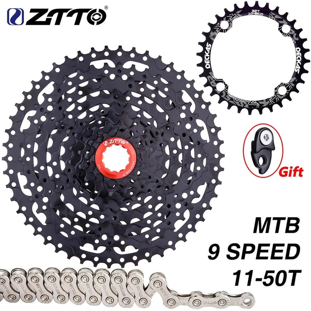 ZTTO MTB Bike 9 Speed 11-50T Cassette 9S 11-50T Wide Ratio Flywheel Mountain Bicycle 9V K7 Sprockets Compatible M430 M4000 M590