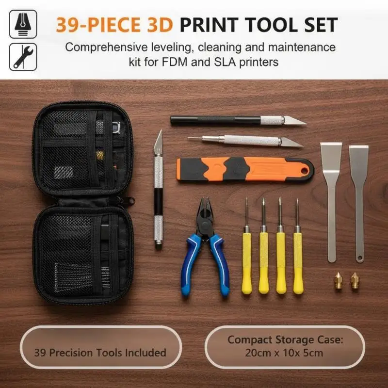 3D Printer Maintenance Tool Kit 39/42/46PCS High Quality Cleaning Repair Tools Scraper Brushes for 3D Printing Work
