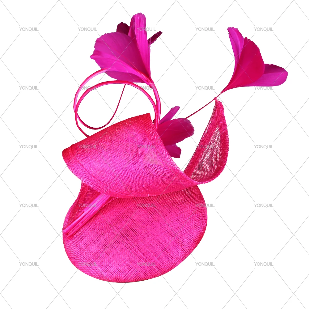 Nice Sinamay High Quality Women Fascinator Hat Headband Bow Wedding Headpiece With Hair Clip Cridal Party Headpiece view 4