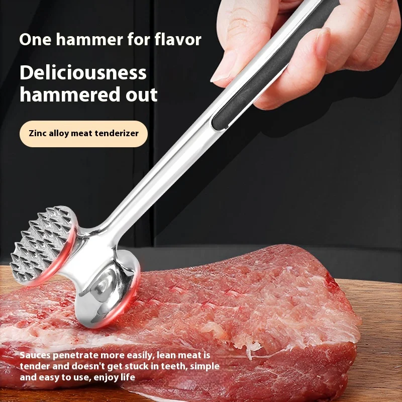 

Meat Tenderizer Hammer, Zinc Alloy Solid Double-Sided Mallet with Stainless Steel Finish & Non-Slip Handle for Pounding