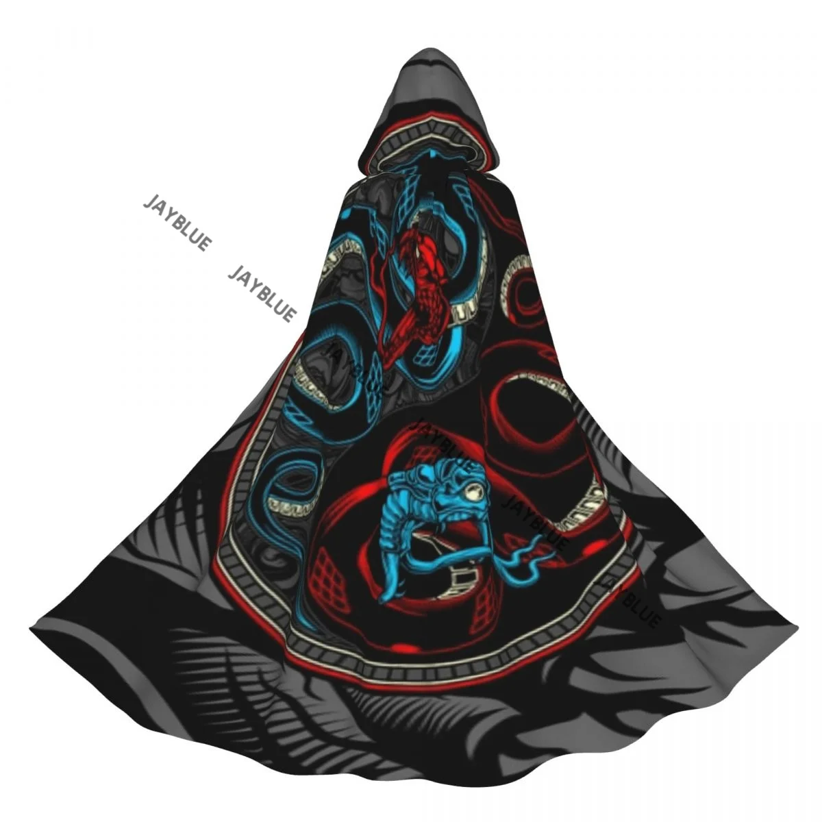 Snake Ying Yang Hooded Cloak Polyester Unisex Witch Cape Costume Accessory