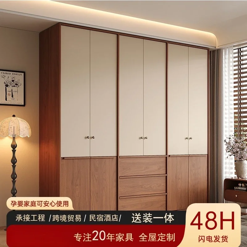 Song-style aesthetics new Chinese-style simple wardrobe bedroom household segmented FAS-grade oak 18mm finished wardrobe