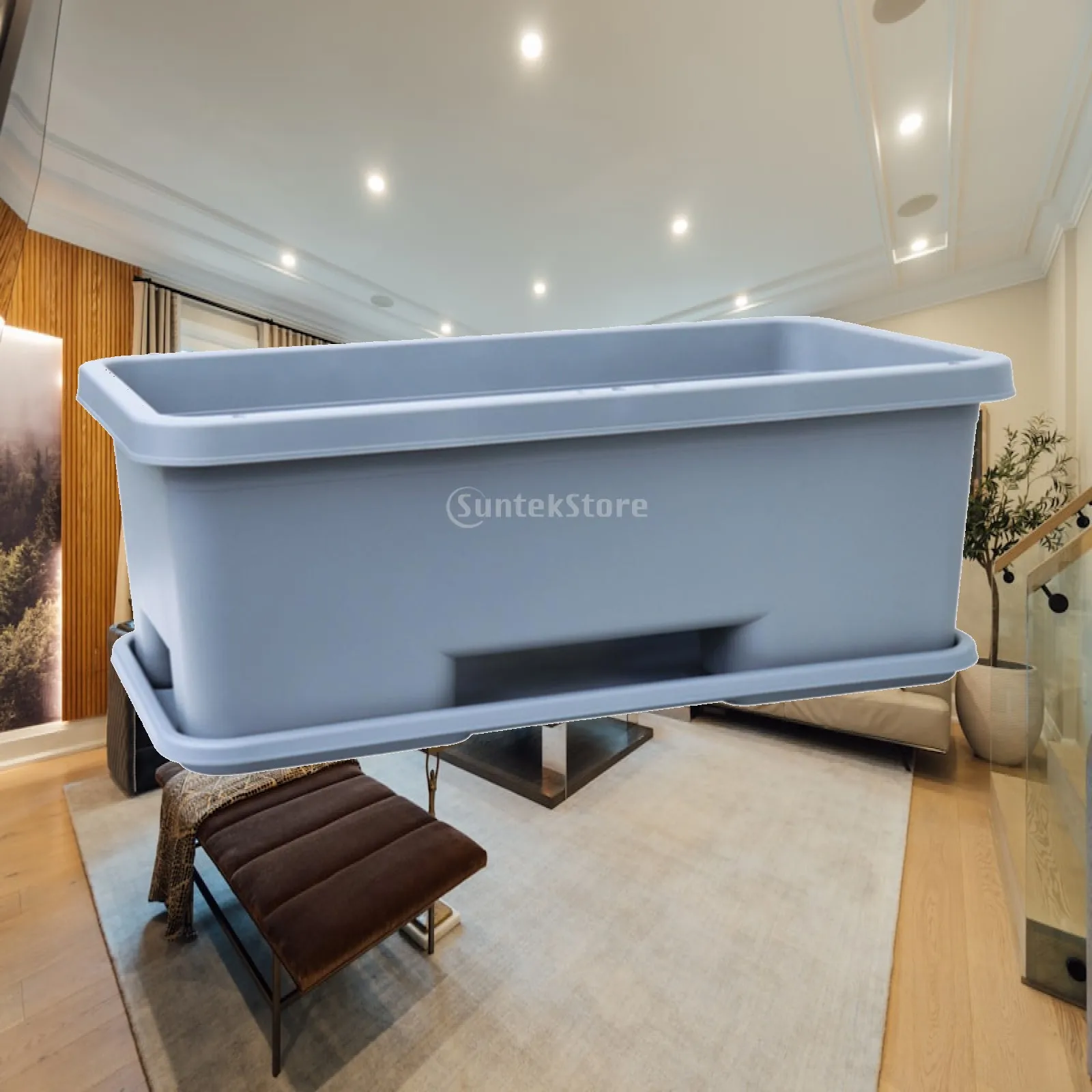Rectangular Planter Box with Drainage Tray Easy to Clean for Courtyard