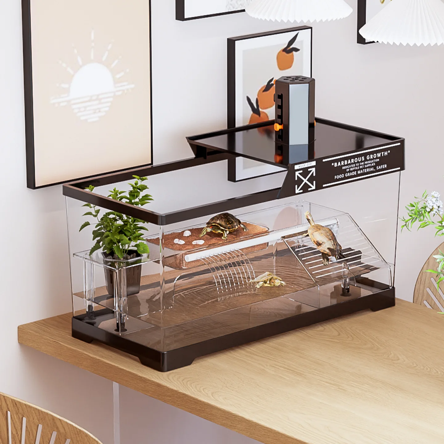 Amphibious Reptile Terrarium Desktop - Ecological Transparent Landscaping Box for Turtle, Tarantula, Gecko Breeding