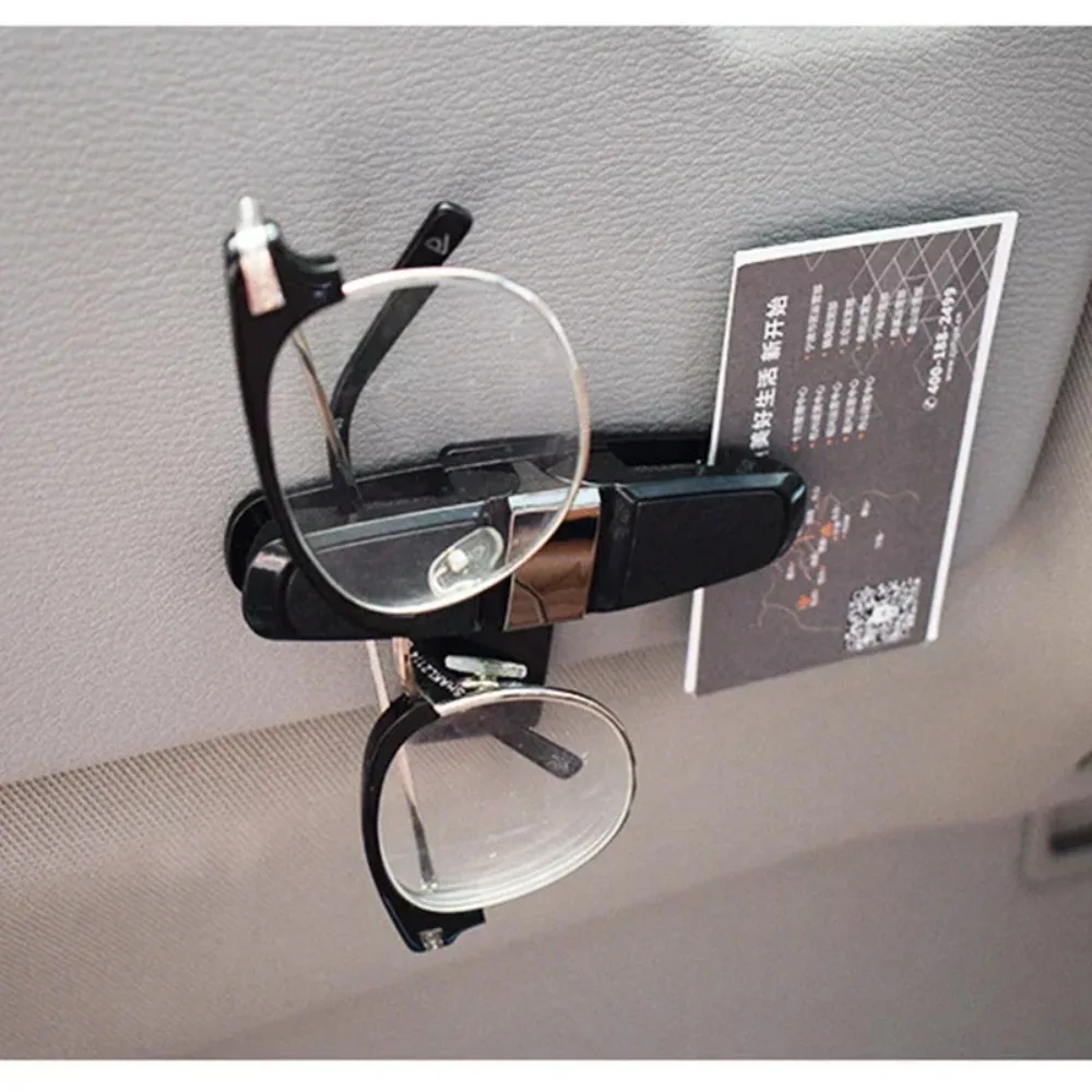 Kohlefaser-Auto-Sonnenbrillenhalter, Multifunktions-Brillenhalter, doppelköpfiger Clip für Bord, Auto, Rechnungen, Karten, Brillenbox