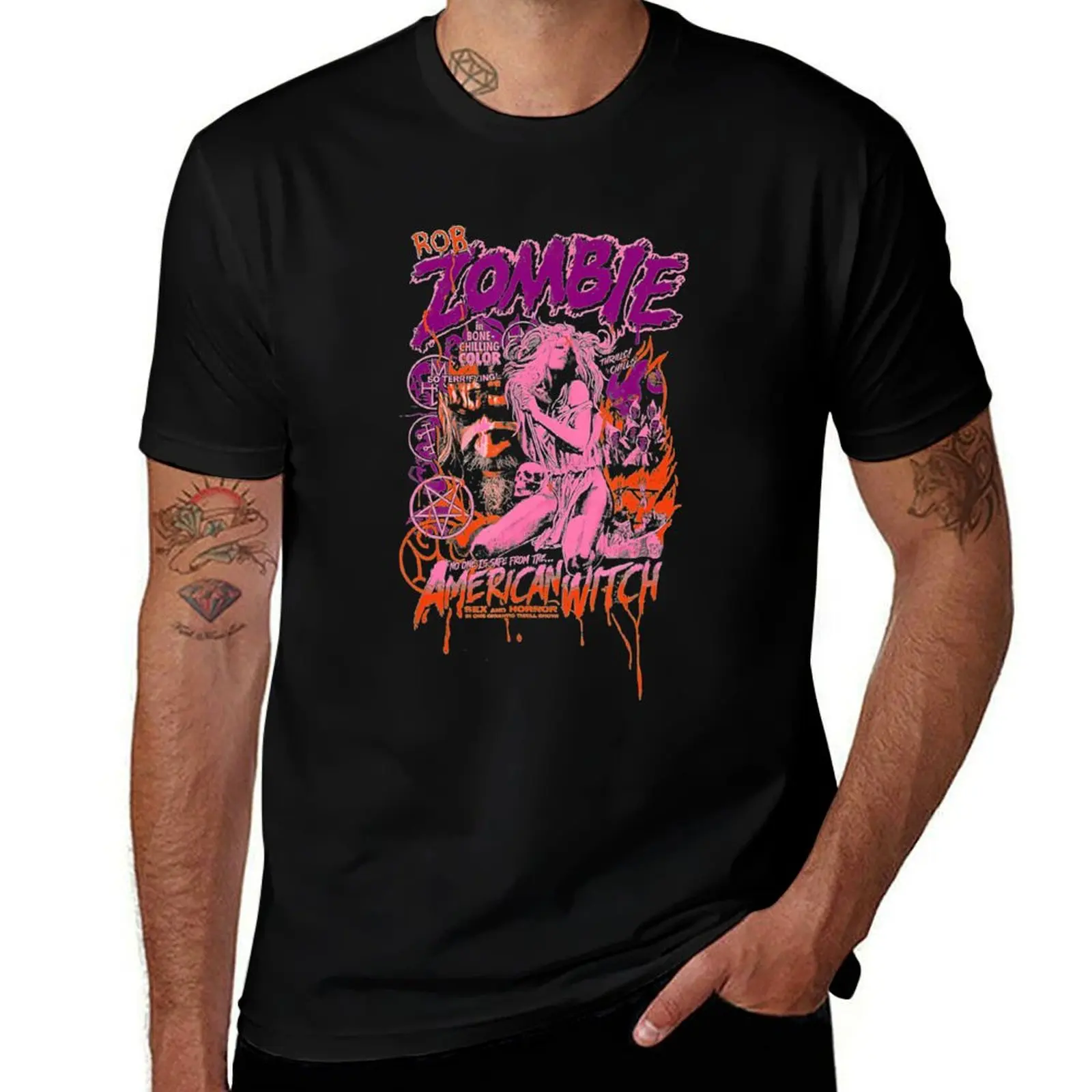 

Rob Zombie - American Witch Pastel T-Shirt men t shirt cotton 100% essential t shirt