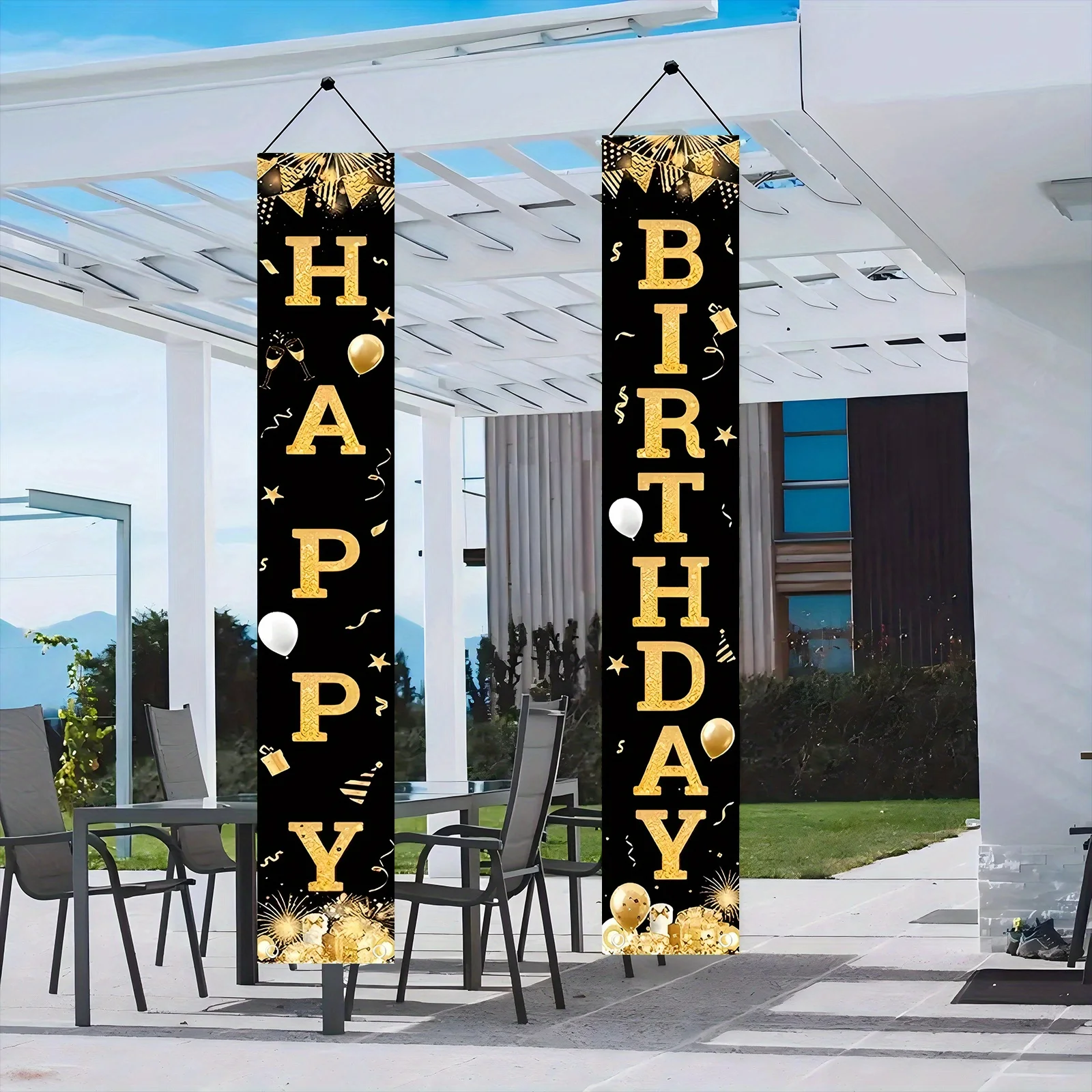 2 Pcs/1 Set, Happy Birthday Banner, Size 30 X 180 cm / 70.8 X 11.8 Inches, Polyester Material. Perfect for Birthday Party Decora