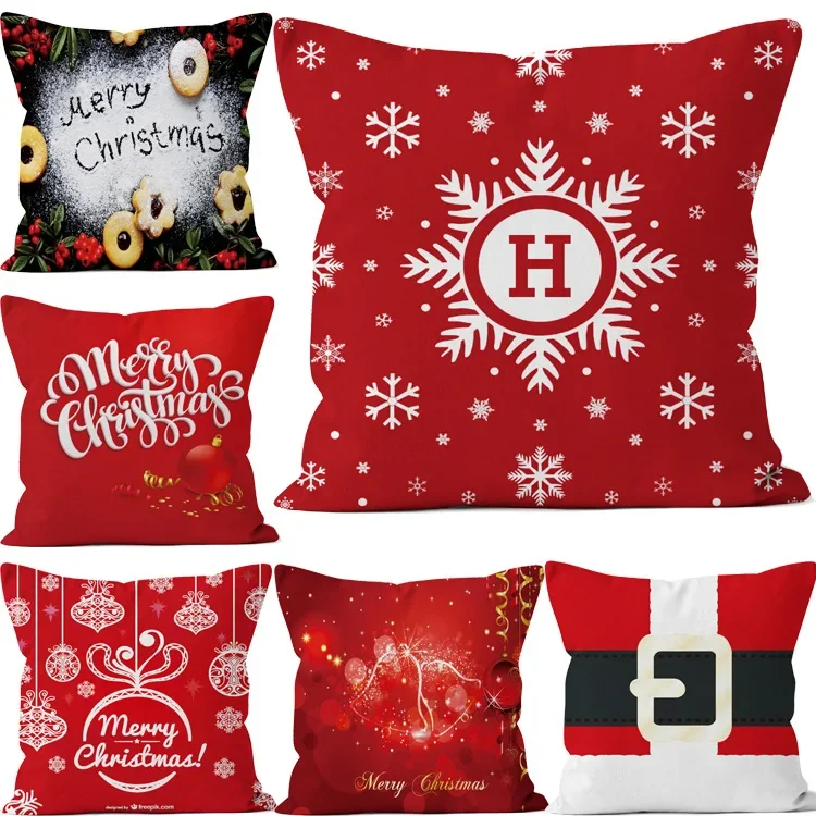 

Christmas Element Pillow Cover Snowflake Sofa High Color Fastness