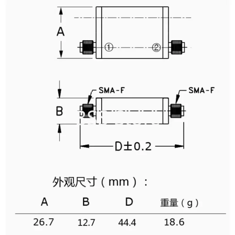 KFBP-21C7 21.7MHz Coaxial Bandpass Crystal Filter, SMA Interface, IF Filter Sensor Module