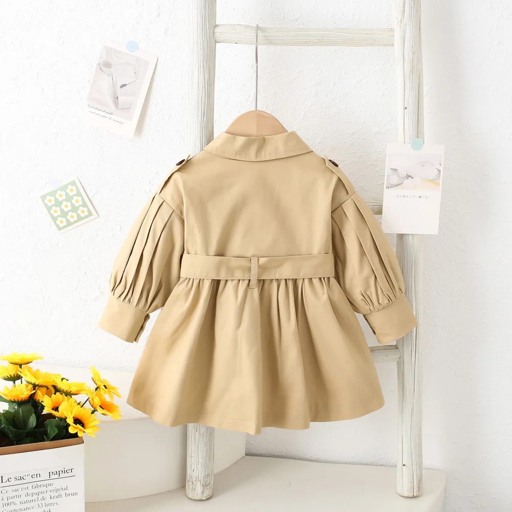 Girls\' trench coatspring and autumn clothingmedium length baby girl top westernized British style clothing,Korean version