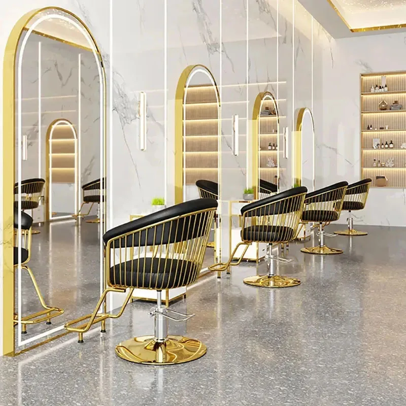 Sillas de barbero ligeras y lujosas, muebles modernos para salón de belleza, silla de peluquería especial, silla de corte de pelo elevable