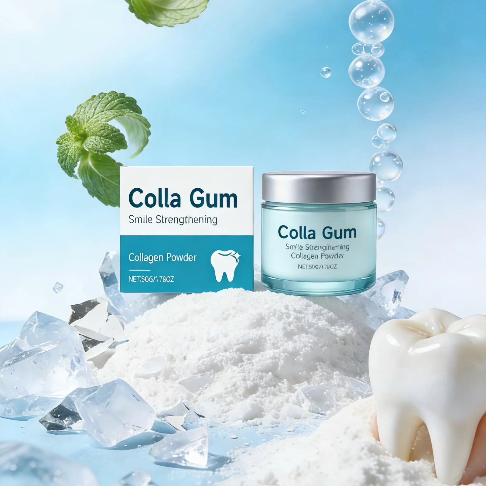Collagen Whitening Tooth Powder for Brushing Teeth Dental Plaque Remover Fresh Breath Dental Caries Repair Oral Care Products