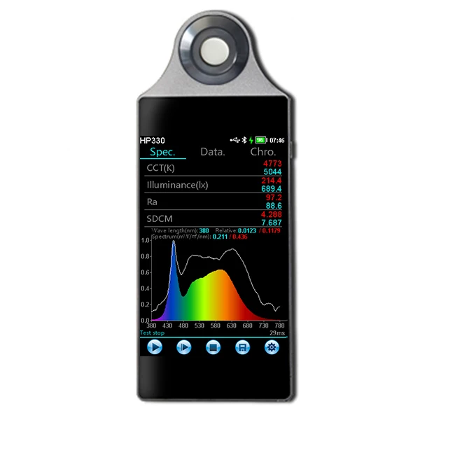 HP330 Portable Spectrometer CCT CRI Lux Test Meter 380-780nm