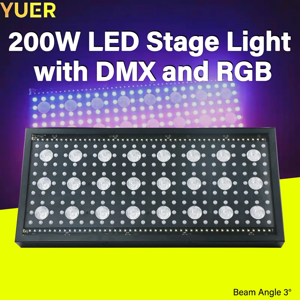 YUER 200W LED Stage Light  24x3W Warm White LEDs 96xDual-Color LEDs 192xRGB LEDs 28CH DMX Sound Active IP20 for Concerts Events