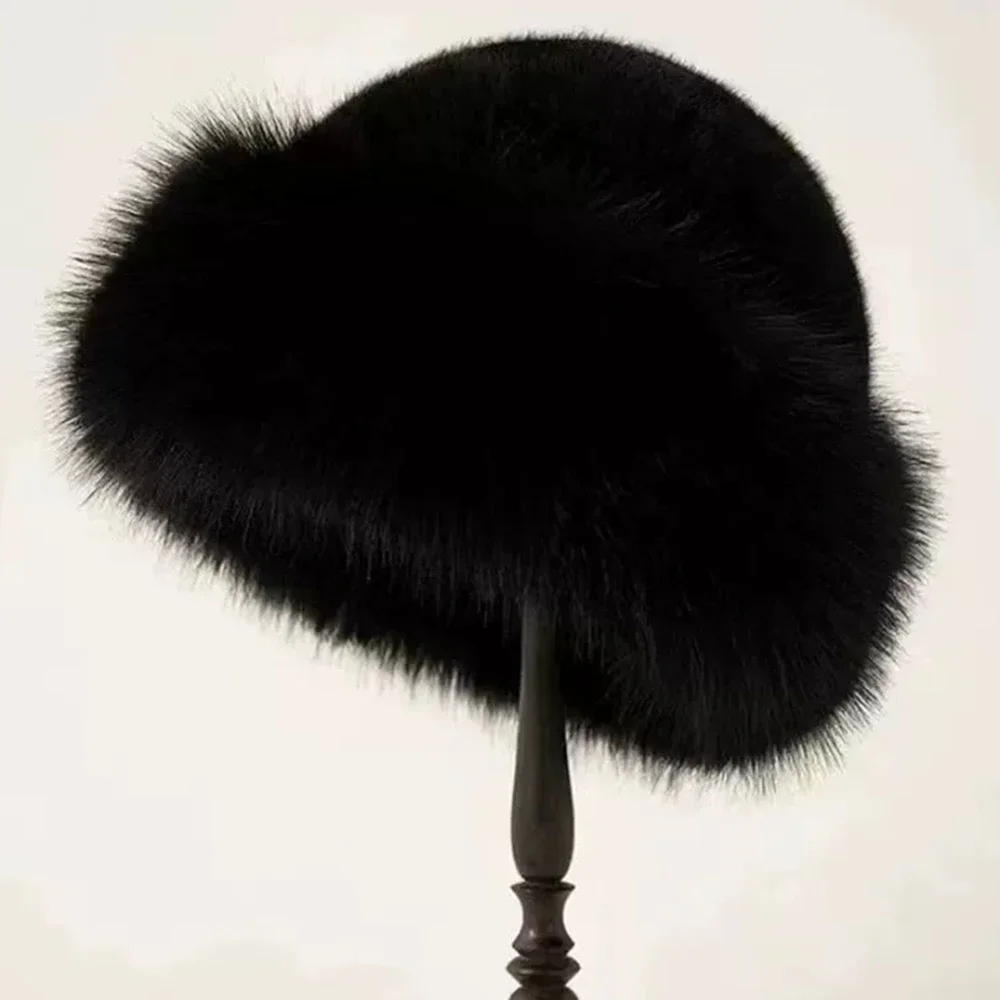 New Fluffy Fur Bucket Hat For Women Plush Fisherman Hat Warm Women's Winter Hat Thicken Cold Snowy Day Panama Cap Chrismas Gifts image 6