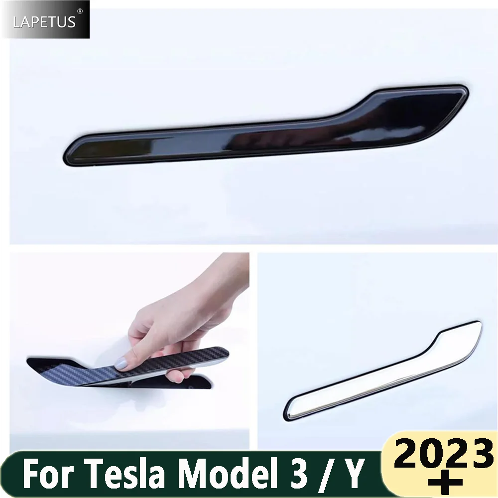 

Fit For Tesla Model 3 Y 2023 2024 Car Accessories Side Door Handle Stickers Cover Trim Steel Black / Bright / Carbon Fiber Look