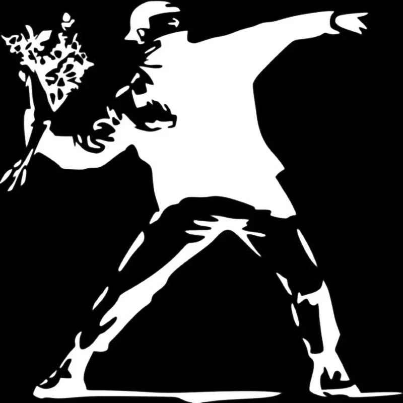 Pegatina de coche para Banksy adolescente sosteniendo una flor pegatinas creativas PVC pegatina de moda coches portátil impermeable decorativo