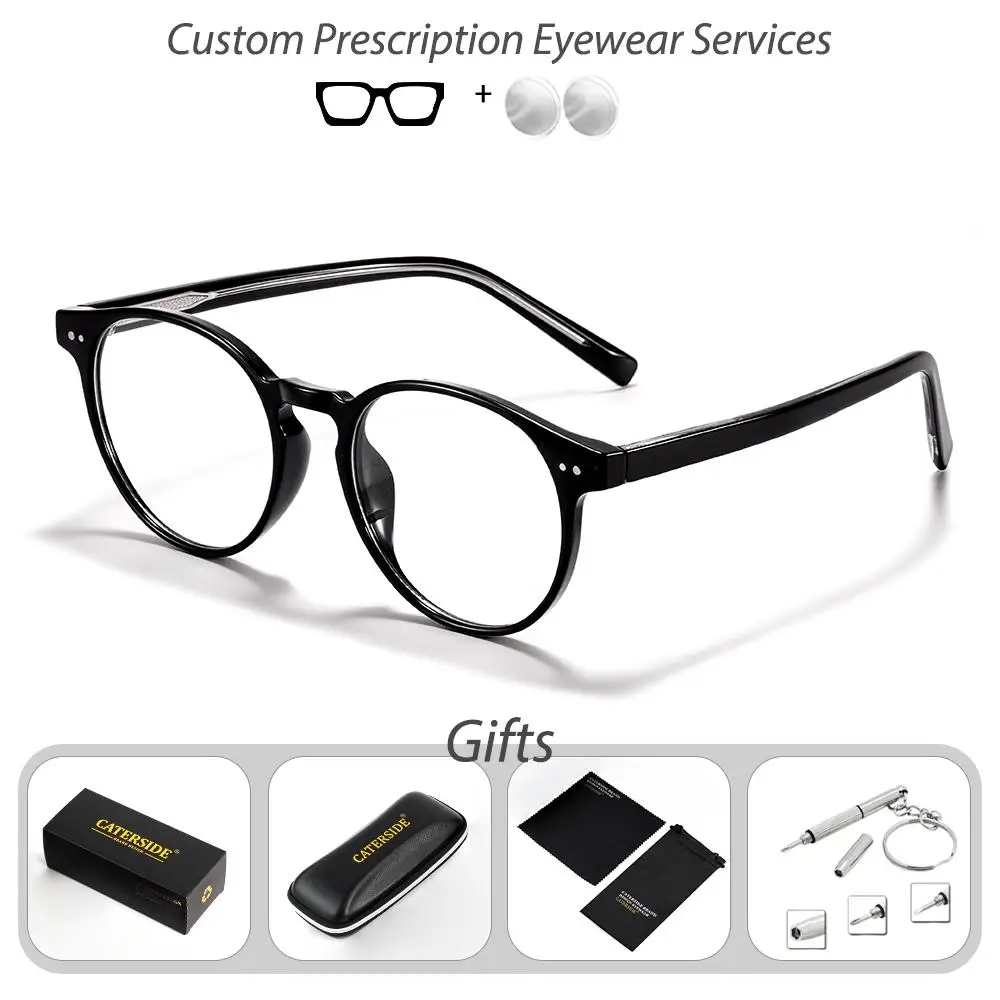 CATERSIDE Herren-Korrektionsbrille, Brechungsindex 1,56, Anti-Blaulicht-Rundgläser, Damen-Lesebrille für Kurzsichtigkeit und Weitsichtigkeit – Detail 6