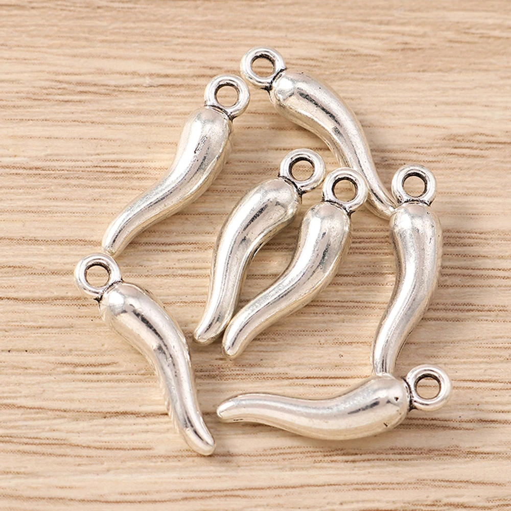 Tusember 30Pcs 18*5mm Alloy Metal Chili Charms Pepper Pendants For DIY Cute Earring Necklaces Handmade Jewelry Making Craft