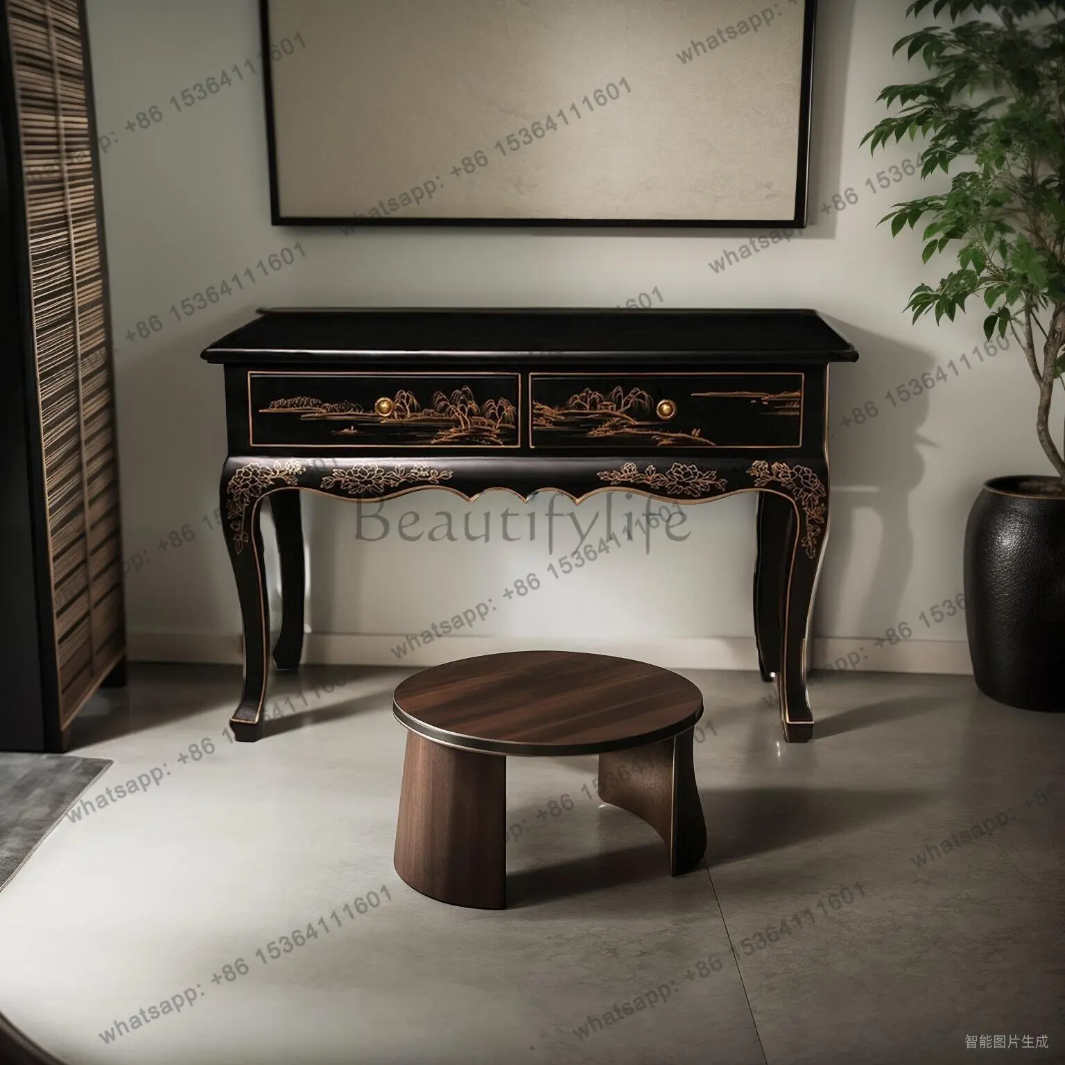 PG new Chinese counter model hand-painted simple furniture guqin table custom guzheng sinology performance table