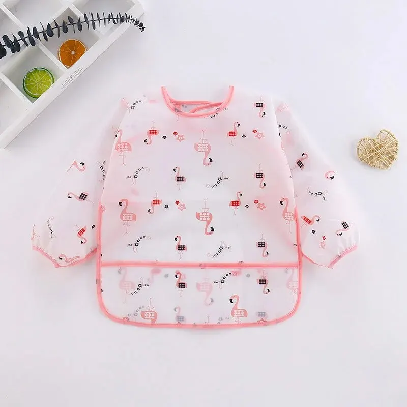 Cute Baby Bibs Waterproof Long Sleeve Apron Children Feeding Smock Bib Burp Painting Drawing Soft Toddler Clothing Bandana Bibs