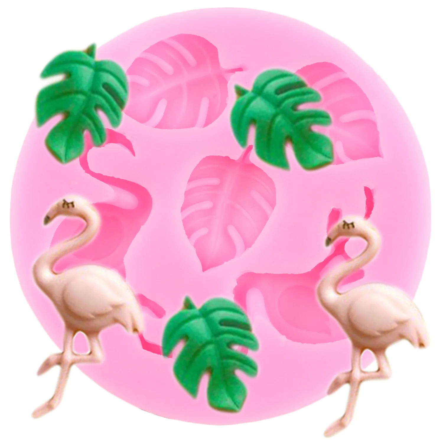 Flamingo Tropical Leaf Silicone Mold Plumeria Hibiscus Flower Fondant Molds Bird Pineapple Chocolate Molds Cake Decorating Tools