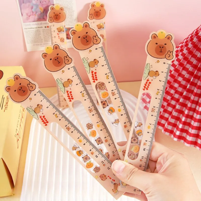 1PCS Capybara Rocking Ruler 15cm Acrylic Ruler for Decompression Students Learning Stationery
