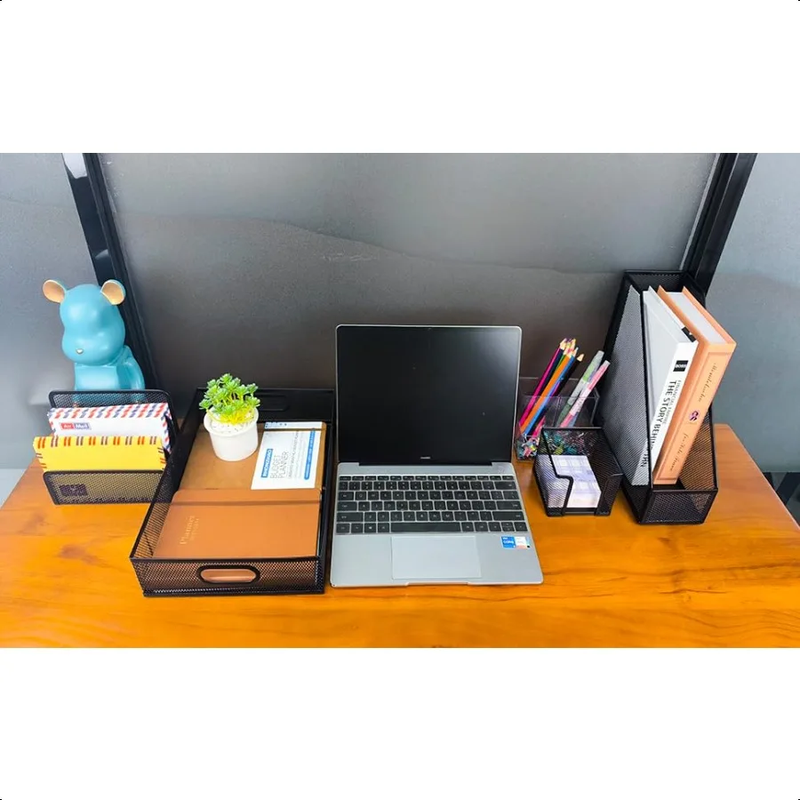 Настольные аксессуары, 5-компонентный черный офисный органайзер, набор лотков для файлов, держатель для журналов, чашка для ручек, держатель для липких заметок, сортировщик почты для писем f