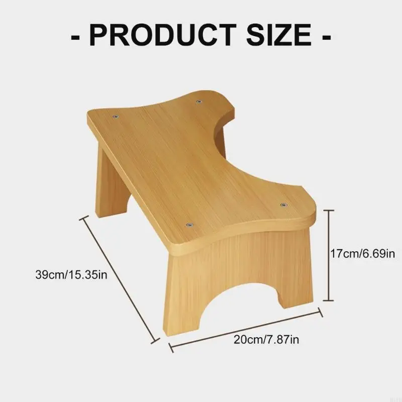 R1WB Sturdy Bamboo Toilet Step Stool Anti Slip Base Easy Carry designs for Home Bathroom