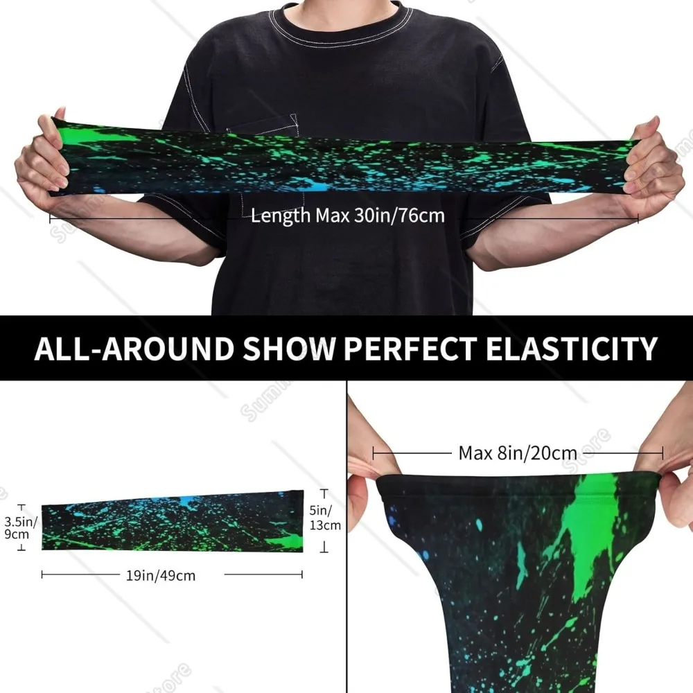 Manchons de bras de Protection solaire néon, éclaboussures scintillantes dans la nuit, preuve du jardin pour hommes et femmes, résistant à la sueur au soleil, noir