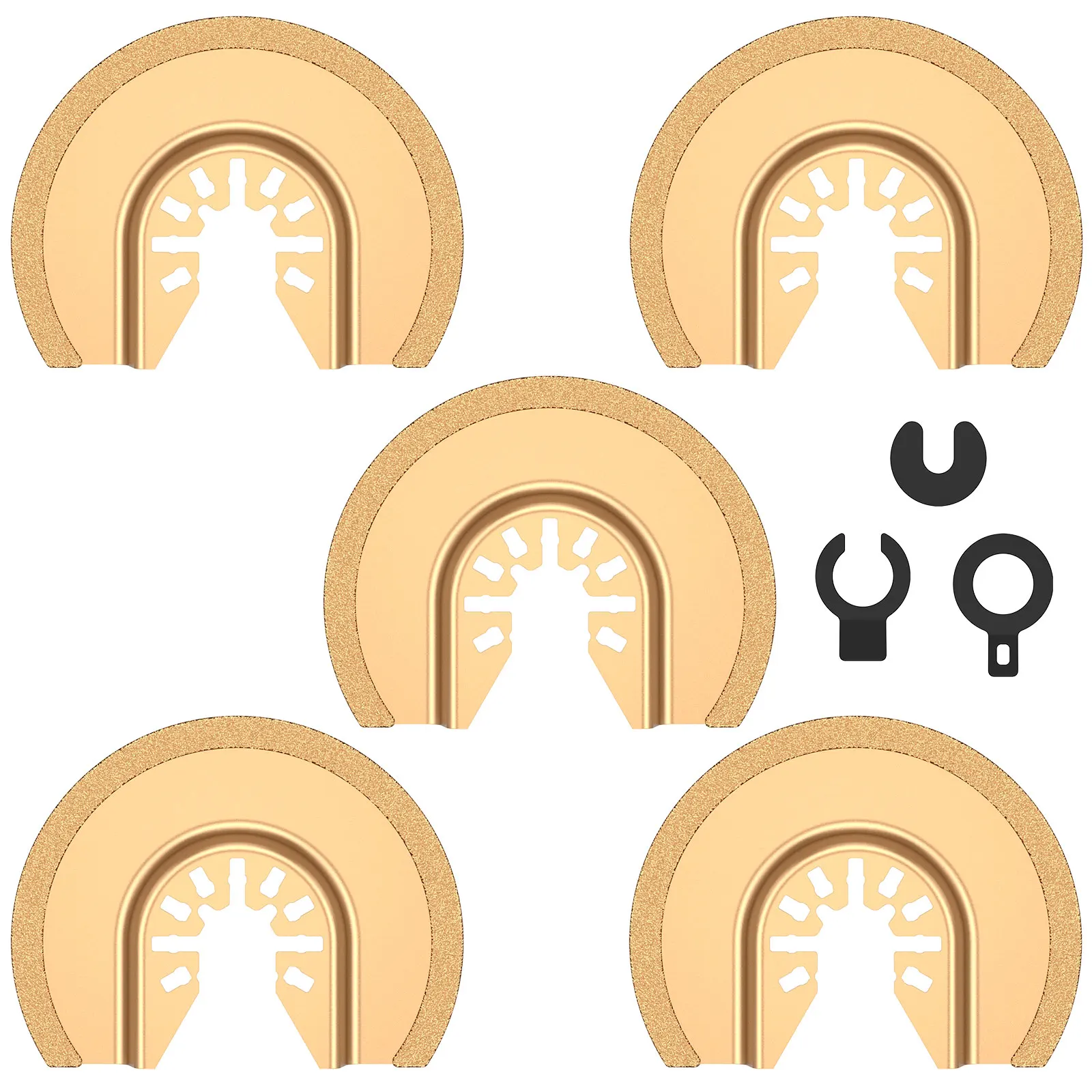 

5Pcs Semicircle Oscillating Saw Blade Set 2-1/2inch Carbide Oscillating Multitool Blades Grinding Semicircle Saw Blade for Brick