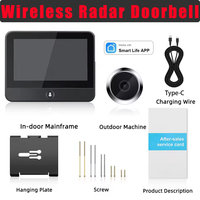 Smart Life APP 1080P WiFi Door Bell Eye Peephole Cameras 5000mAh Battery Radar PIR Motion Detector Digital Viewer Night Vision