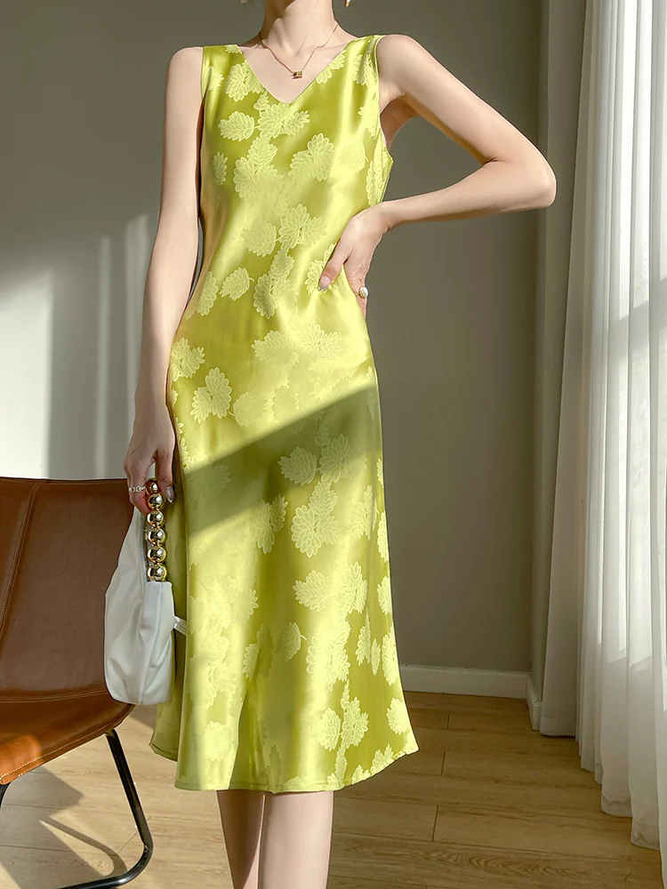 엘레 블라 아세테이트 새틴 랩 드 여성 슬림 미디 길이 드레스 패셔너블 여름 신상품 SY-85